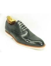  Mens Fashionable Grey Carrucci Genuine Leather Oxford Shoes With White Sole 