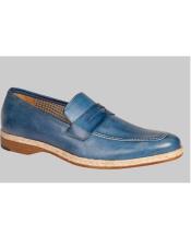  Blue Leather Sole Rope Welt Loafer Shoes Authentic Mezlan Brand