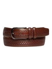  Mezlan Belts Brand Mens Genuine Calfskin Brown Skin Belt