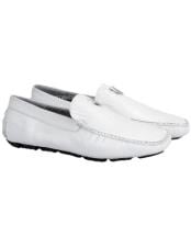  Mens Handmade White Vestigium Genuine Sharkskin Stylish Dress Loafer Full Leather Lining