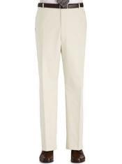  Stage Party Pants Trousers Flat Front Regular Rise Slacks - Ivory 