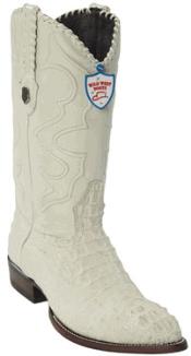  Cream ~ Ivory Gator Skin Hornback Cowboy Boots 