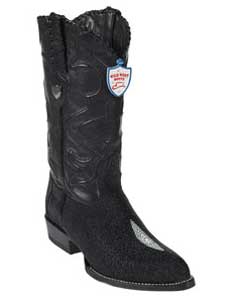  Wild West J-Toe Black Single Stone Cowboy Boots 