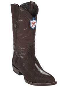  Wild West J-Toe Brown Single Stone Cowboy Boots 