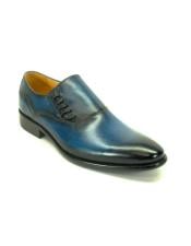  Mens Carrucci Slip-on Stylish Dress Loafer With Decorative Lace-up Navy Shoes -