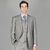 Mens light gray Stripe ~ Pinstripe Wool and Silk Blend Vested Suit