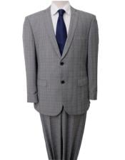  Mens Plaid Suit Mens Windowpane Pattern  Two Piece Light Gray Suit