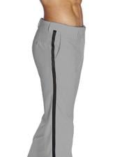  Mens Light Grey Flat Front With Satin Band Classic Fit Tuxedo Pant