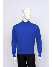  Mens Royal Long Sleeve Mock Neck Fine Gauge Knit Sweater set Available in Big And Tall Sizes