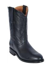  Los Altos Boots Black Mens Genuine Deer Roper Leather With Rubber Sole