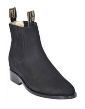  Mens Black Genuine Suede Charro Leather Short Boots