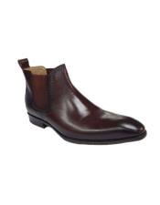  Mens Brown ~ Black Carrucci Burnished Calfskin Slip-On Low-Top Chelsea Cheap Priced