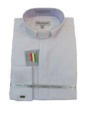 Mandarin Collar White Shirt