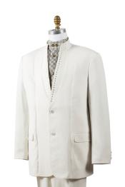  Mandarin Collar Rhinestone Fashion Suit Off White 