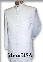  Best Quality Pure Snow White Mandarin Collar Tuxedo Suit Light Weight Soft