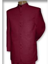  Best Quality Mandarin Collar Wine Suit for men