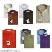  Mandarin Collarless Nehru Collar Preacher Round Style Multi-color Mens Dress Shirt 