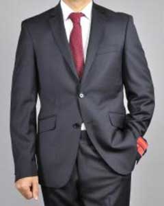  Authentic Mantoni Brand Mens Black 2-Button Slim-Fit Suit - High End Suits
