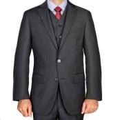  Mens Black 3 Piece Super 140s Suit - High End Suits - High Quality Suits