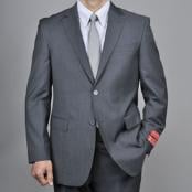  Authentic Mantoni Brand Charcoal Gray Sharkskin 2-Button  Suit - High End