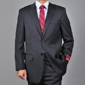  Authentic Mantoni Brand Mens Dark Charcoal Grey 2-button Suit - High End