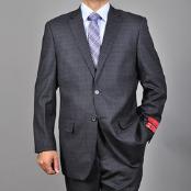  Mens Authentic Mantoni Brand Charcoal Grey 2-button Wool Suit  - High