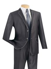  Mens Fashion Slim Fitted 2 Buttons Design Charcoal Suits 