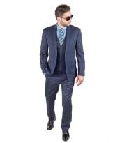  Men Dark Navy Blue Suit For Men 3 Piece Suit Slim Fit