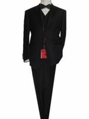  Mens Peak Lapel 1 Button Solid Black Tuxedo Suit - High End