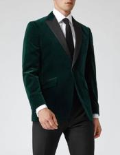  Mens Dark Green Velvet Slim Fit Casual Blazer On Sale