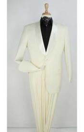  Ivory ~ Cream ~ Off White Shawl Mens Tuxedo Suit 1 button
