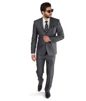  2 Button Men Trim Collar Grey Slim Fit Suit / Tuxedo