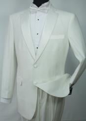  Single Breasted 2-Button Jacket Tuxedo Suit Off White ~ Cream ~ Ivory