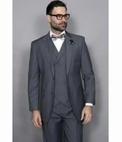  Mens Statement Suit Confidence Mens Wool Solid Charcoal 3 Piece Italian Style