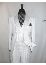  White Tuxedo Suit With Satin Uniqe Design Pattern Lapel And Vest