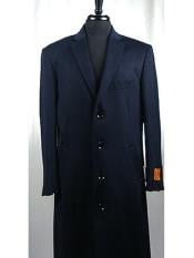  Mens Wool Blend 4 Button  Navy Blue Bravo Top Overcoat