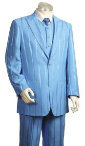  Mens Reflective Stripe Besom Pocket Baby Blue Zoot Suit