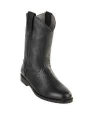  Black Original Michel Genuine Deer Leather Pull On Roper Boots With