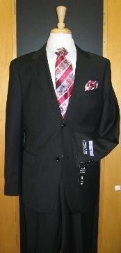  Two Button Solid Black  Double Side Vent Suit