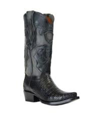  Mens Black Genuine Caiman Belly Handcrafted Dress Cowboy Boot Cheap Priced For