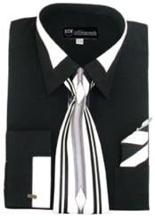  French Cuff Contrast Collar Matching Tie