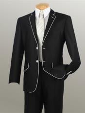  Mens Fashion Slim Fitted 2 Buttons Design Black Suits  