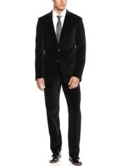  Style#-B6362 Mens Black 100% cotton Velvet Suit On Sale 