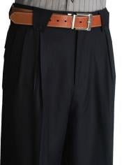  Mens Classic Fit Pleated Front Black Wide Leg Style Fit Pants Mens