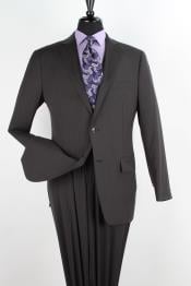  Mens 2 Piece 100% Wool Executive Suit -  Black with Pencil
