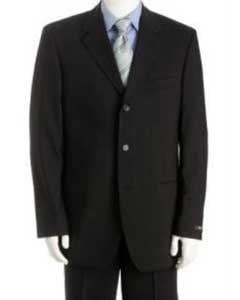  Notch Lapel Side Vented Simple & Classy Solid Black Super 150S Wool