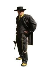  Mens Black and Gold Stripe Long Zoot Suit