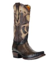  Mens Brown Snip Toe Leather Saddle vamp Dress Cowboy Boot Cheap Priced
