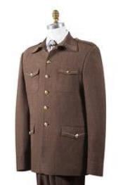  Safari Mens Brown Nailshead Military Pocket Cheap Priced Business Suits Clearance Sale