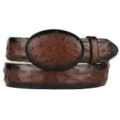  Mens Burnished Brown Original Ostrich Full Quill Skin Western Style Hand Crafted Belt 